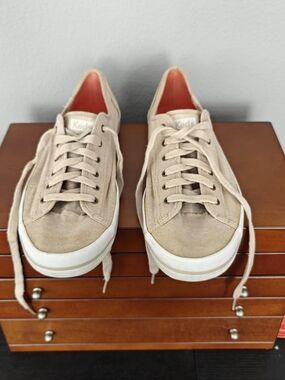 Keds Tan Canvas Low-Top Sneakers with White Sole, Size 11